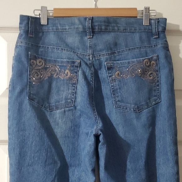 Gloria Vanderbilt jeans women's size 10 Blue embellished back pockets Amanda - Picture 1 of 7